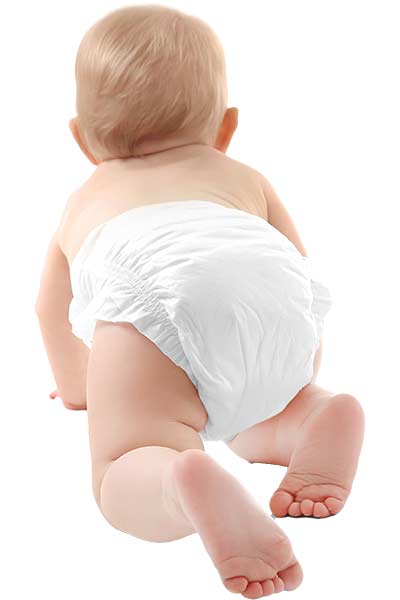 Baby Crawling in Diaper